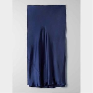 Aritzia Wilfred Only Slip Midi Skirt (Navy)